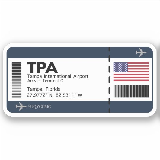 TPA Tampa Boarding Pass - Florida Sticker (Voorkant)