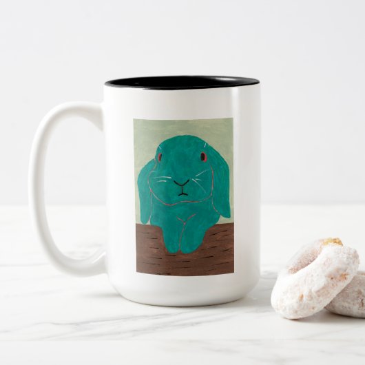 TPIO "Ik heb gemengde gevoelens over mijn PhD"-Mok Tweekleurige Koffiemok (Met donut)