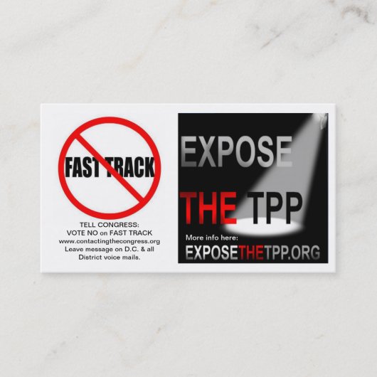 TPP- en Fast Track Business-/Info-kaarten met link Visitekaartje (Voorkant)
