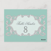 Traandruppelkant, Aqua Blue tafelnummer Kaarten (Achterkant)