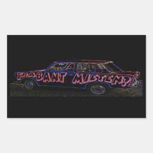 Trabant Auto Te Huur(Mieten), Zwart Terug Rechthoekige Sticker