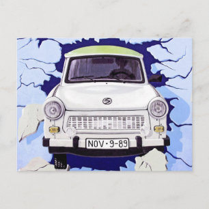 Trabant Car, Bleek Blue, Berlijnse muur Briefkaart