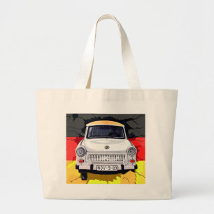 Trabant Car en German Flag, Berlin Wall Grote Tote Bag