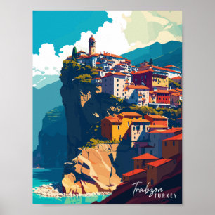 Trabzon Turkije vintage reisillustratie Poster