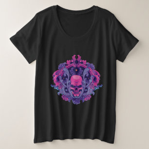 Tracery Schedel Roze Kleur Ontwerp Grote Maat T-shirt