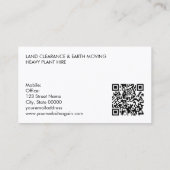 Traces de sable d'excavation Carte de visite de co (Dos)