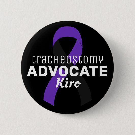 Tracheostomy Advocate Ribbon Black Button (Voorkant)