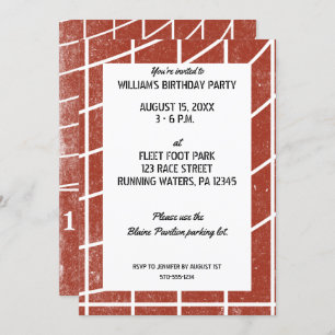 Track en Field Party uitnodiging Red Running Track