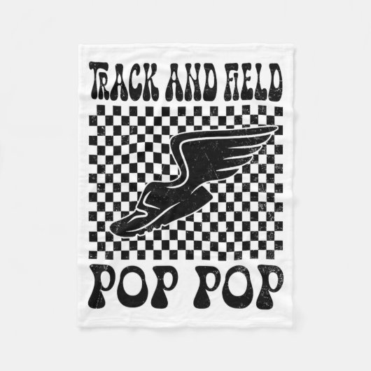 Track en Field Pop Pop Moederdag Fleece Deken (Voorkant)