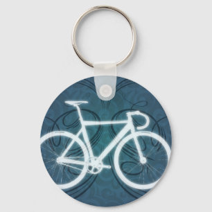 Trackfiets - blauwe tattoo-stijl sleutelhanger