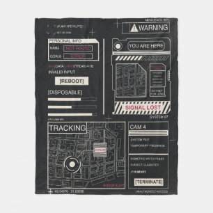 Tracking - Techno-Brutalist Streetwear Design Fleece Deken