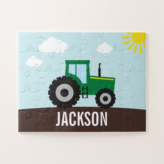 Tracteur agricole Puzzle vert et jaune (Horizontal)