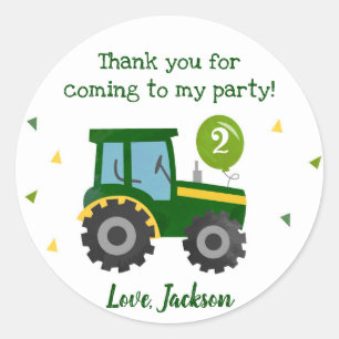 Tracteur Anniversaire Fête Favoriser Stickers