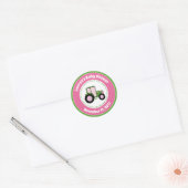 Tracteur Baby shower Favoriser Stickers Fille rose (Enveloppe)