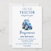 Tracteur bleu Anniversaire Invitation Commencer vo (Devant)