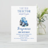 Tracteur bleu Anniversaire Invitation Commencer vo (Debout devant)