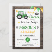 Tracteur en bois Invitation d'anniversaire (Devant)