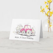 Tracteur et remorque ont une carte d'anniversaire  (Fleur jaune)