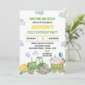 Tracteur Farm Animal Anniversaire Fête Invitation (Debout devant)