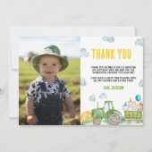 Tracteur ferme animal anniversaire Carte de remerc (Devant)