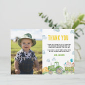 Tracteur ferme animal anniversaire Carte de remerc (Debout devant)