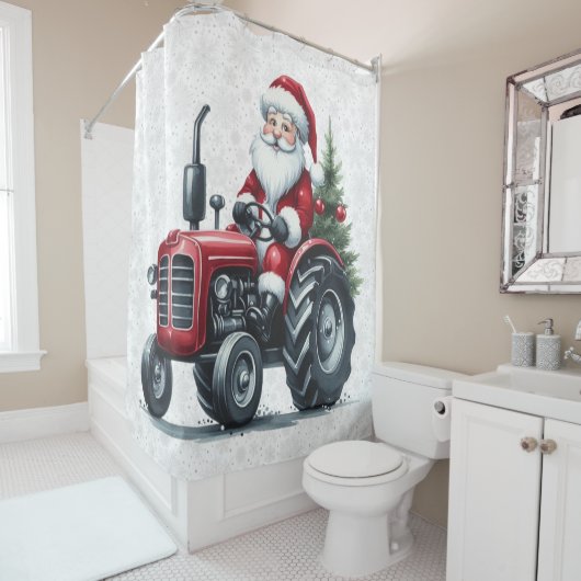 Tracteur Père Noël Douche rideau (En situation)
