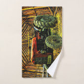 Tracteur rouge antique Grange rustique (Serviette à main)