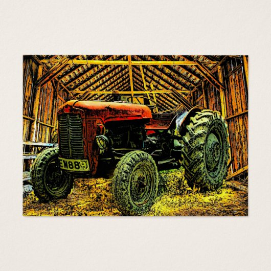 Tracteur rouge antique Grange rustique (Devant)