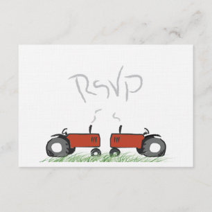 Tracteur rouge épousant la carte de RSVP