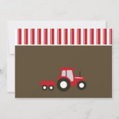 Tracteur rouge et blanc Invitation d'anniversaire (Dos)