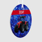 Tracteur rouge moderne sur bleu (devant)