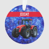 Tracteur rouge moderne sur bleu (devant)