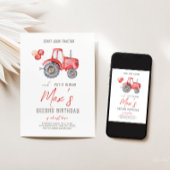 Tracteur rouge Thème Anniversaire Invitation