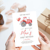 Tracteur rouge Thème Anniversaire Invitation