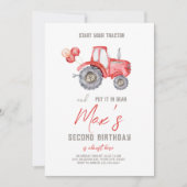 Tracteur rouge Thème Anniversaire Invitation (Devant)