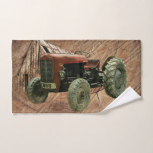Tracteur rouge vintage Grange rustique Abri de jar