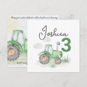 Tracteur Thème 13,3cm x 13,3cm Invitation (Devant / Derrière)