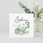 Tracteur Thème 13,3cm x 13,3cm Invitation (Debout devant)