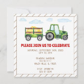 tracteur vert 1er 2ème anniversaire invitation gar (Dos)