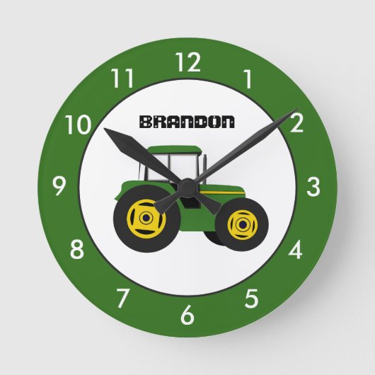 Tracteur vert horloge ronde personnalisée (Recto)