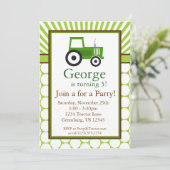 Tracteur vert - Invitation de fête d'anniversaire  (Debout devant)