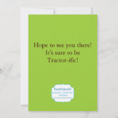 Tracteur vert - Invitation de fête d'anniversaire  (Dos)