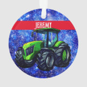 Tracteur vert moderne sur bleu (dos)