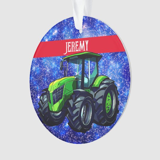 Tracteur vert moderne sur bleu (devant)