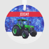 Tracteur vert moderne sur bleu (dos)