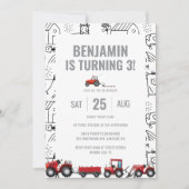 Tracteurs agricoles Thème Anniversaire Invitation (Devant)