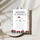Tracteurs agricoles Thème Anniversaire Invitation