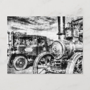 Tractie-engine en Steam Truck Briefkaart
