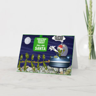 Traction drôle pour la carte de Noël de Père Noël