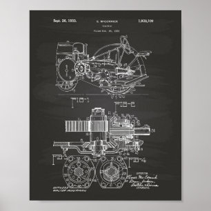 Tractor 1932 Patent Art Chalkboard Poster